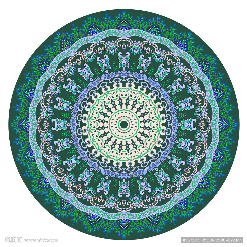 圆形蓝绿高清花纹