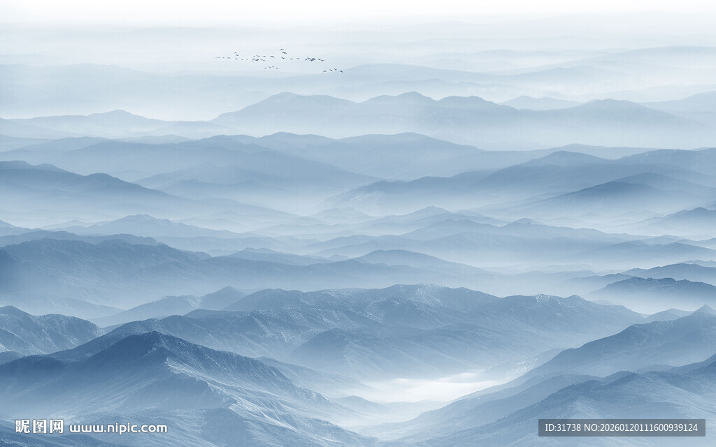 水墨群山背景