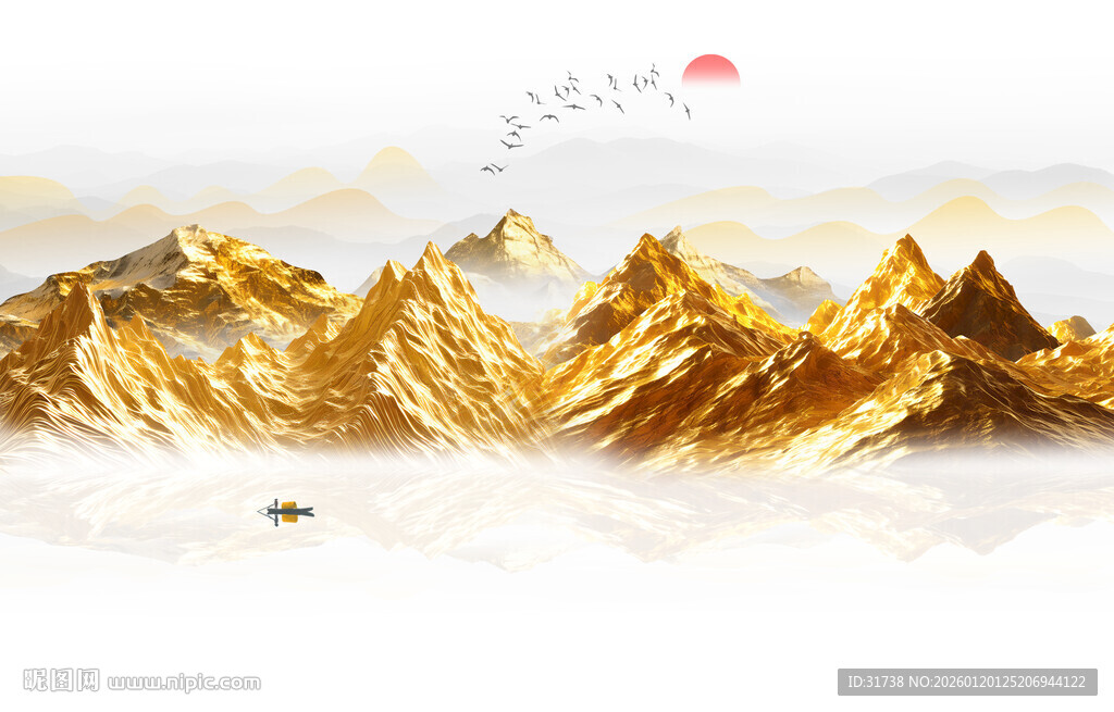 金山山水画背景墙