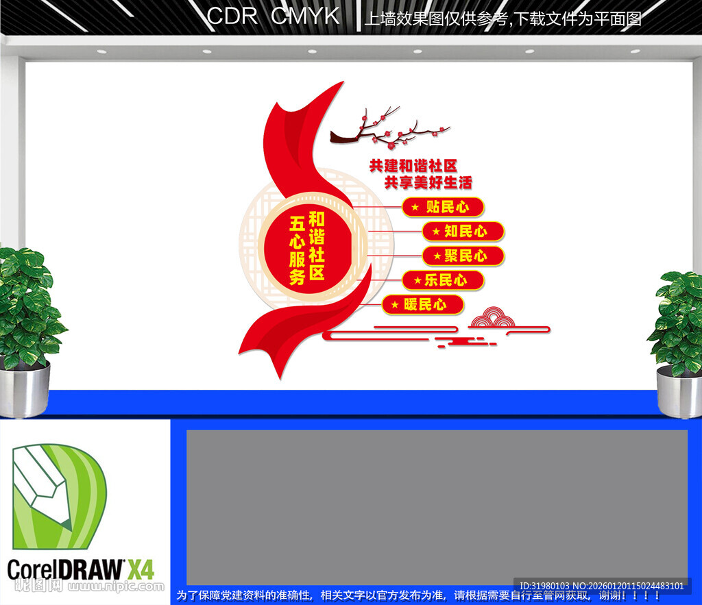 竖版社区五心服务文化墙