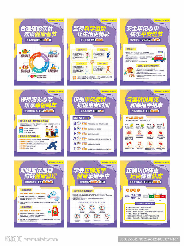 新年健康锦囊宣传健康科普海报