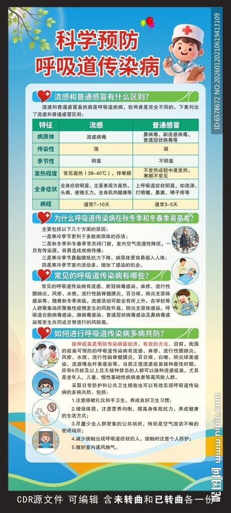 预防呼吸道传染病展架