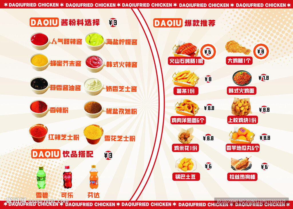 汉堡等美食套餐搭配展示