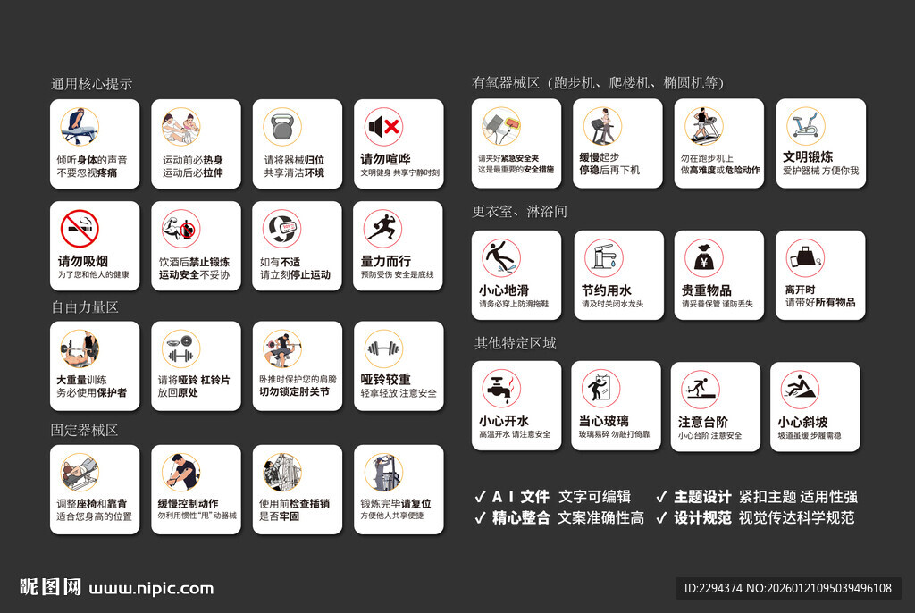 健身房警示标牌