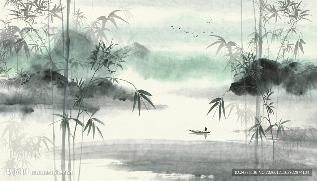 水墨竹林背景