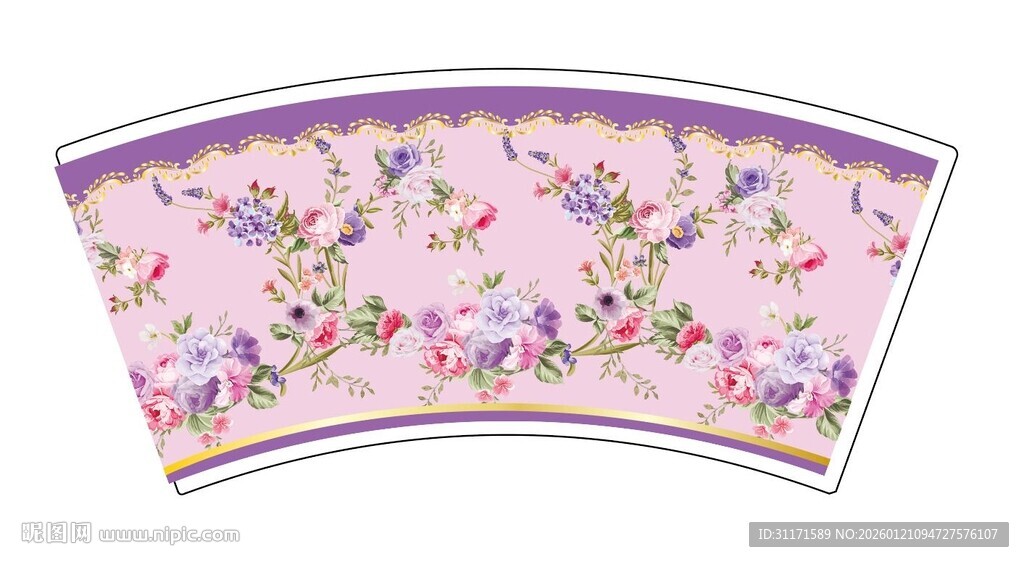 花卉图案扇形装饰画