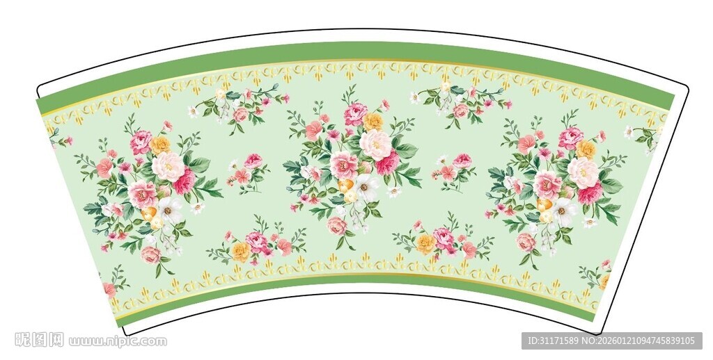 花卉装饰扇形图案