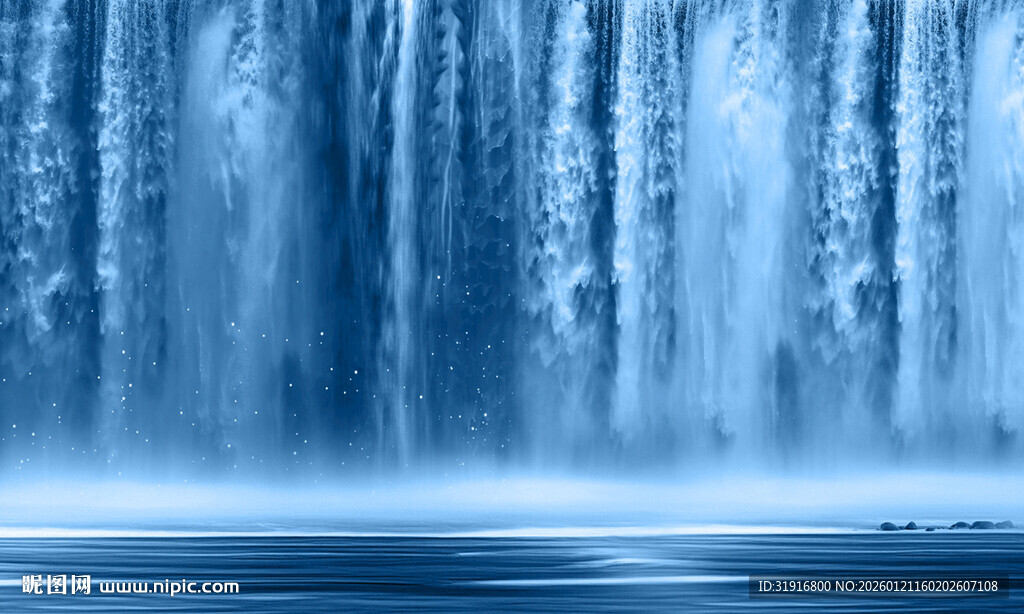 蓝色瀑布背景图
