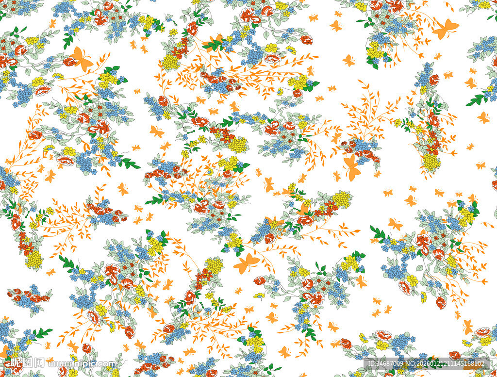 花卉小鸟图案的清新背景