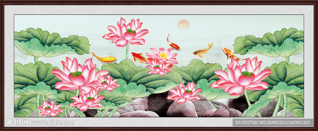 水墨荷花背景墙