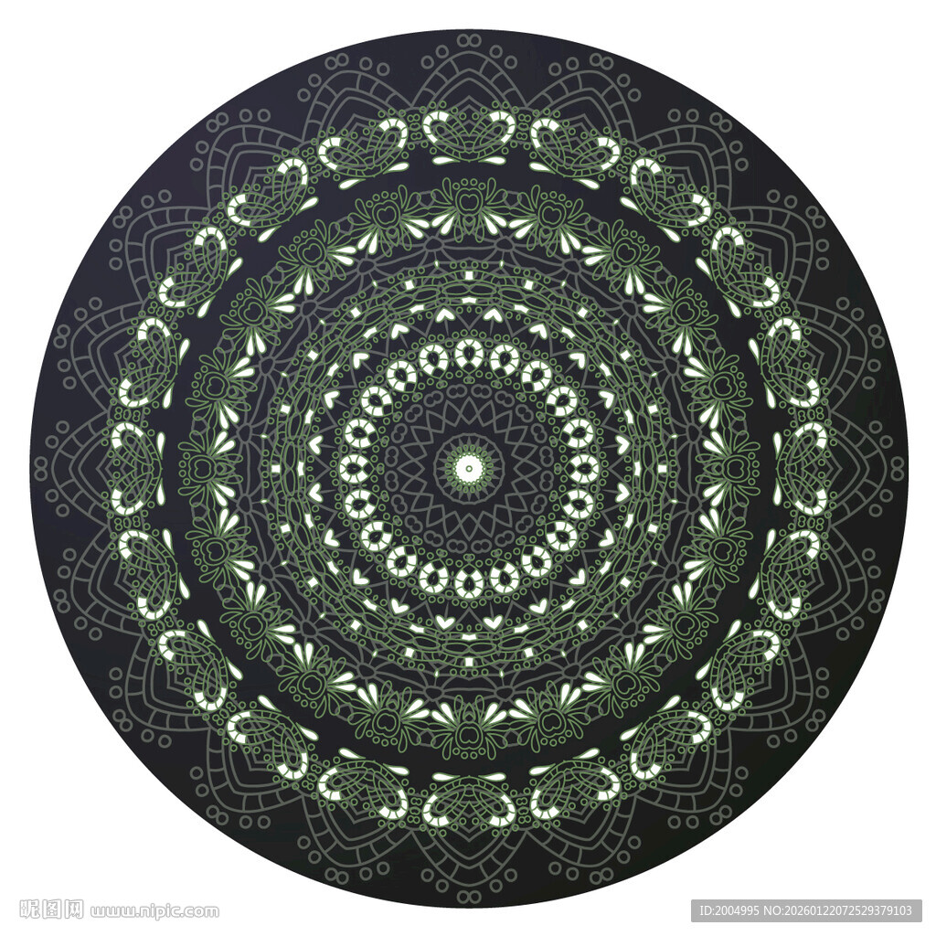 圆形暗绿花纹