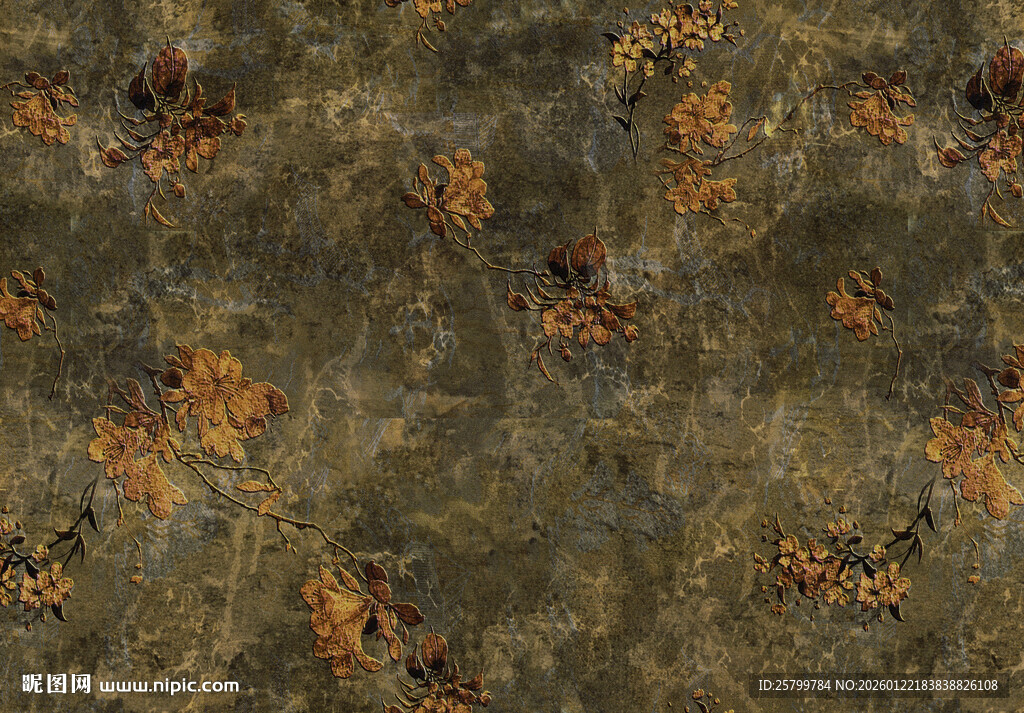 复古斑驳花纹背景图