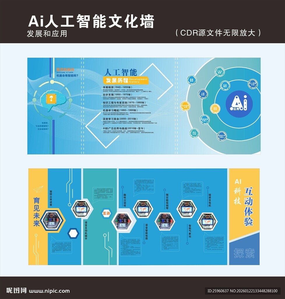 人工智能发展与应用互动文化墙