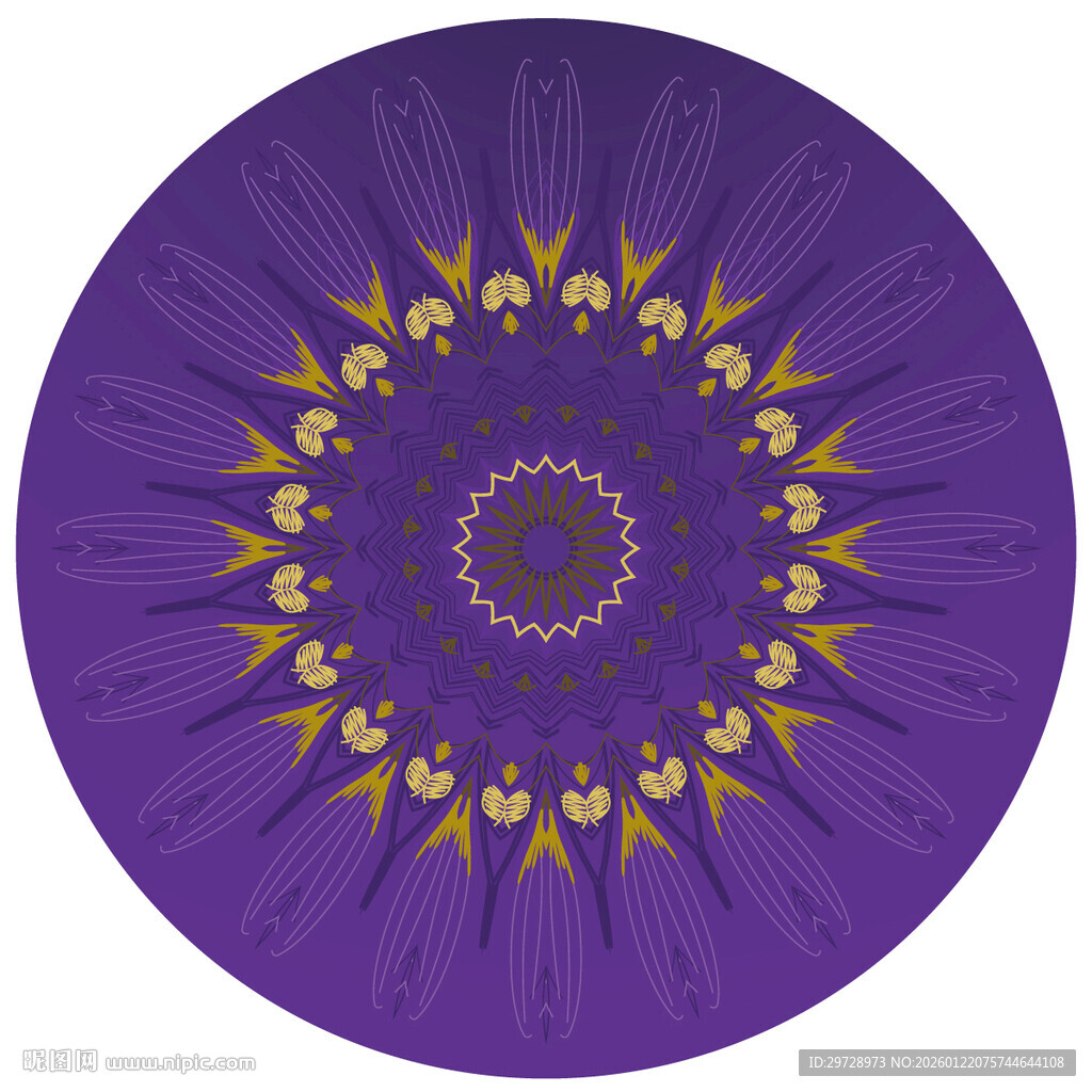 紫色金色花纹圆形图案
