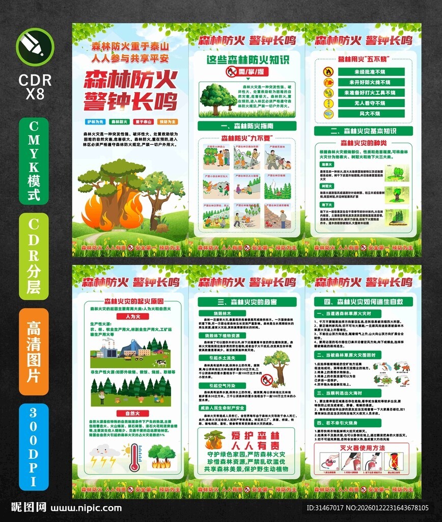 森林防火三折页