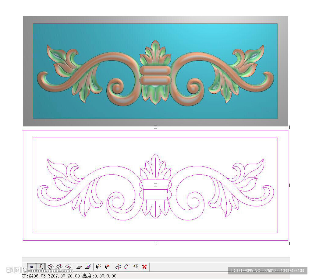 横板洋花门花贴花雕花精雕图灰度