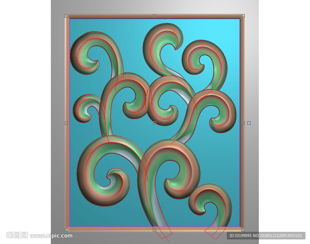 方形楼梯扶手洋花雕花精雕图灰度