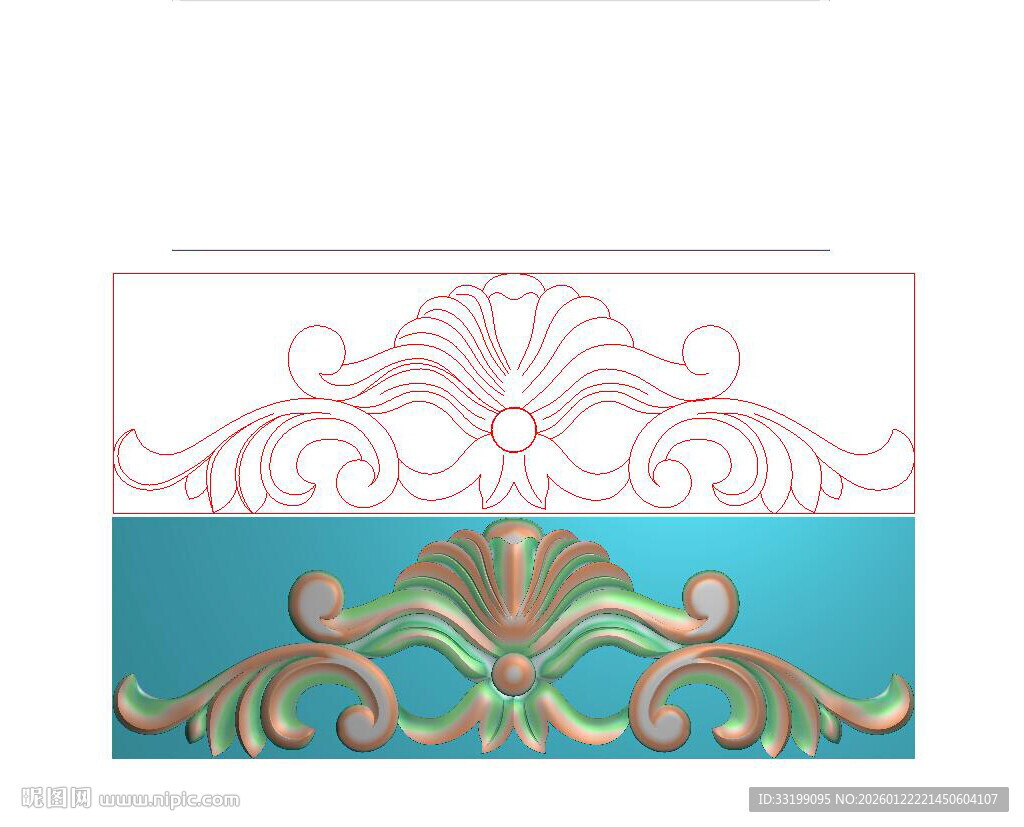 横洋花门花顶花三角花精雕图灰度