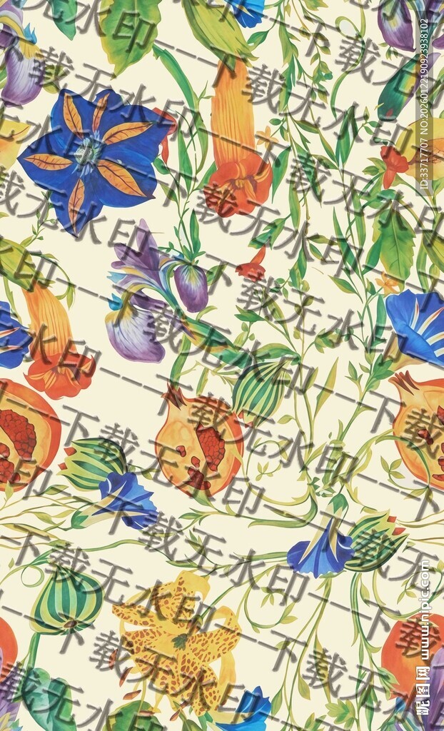 多彩花卉图案背景纹理