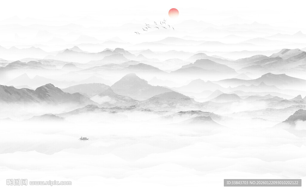 新中式水墨山水画