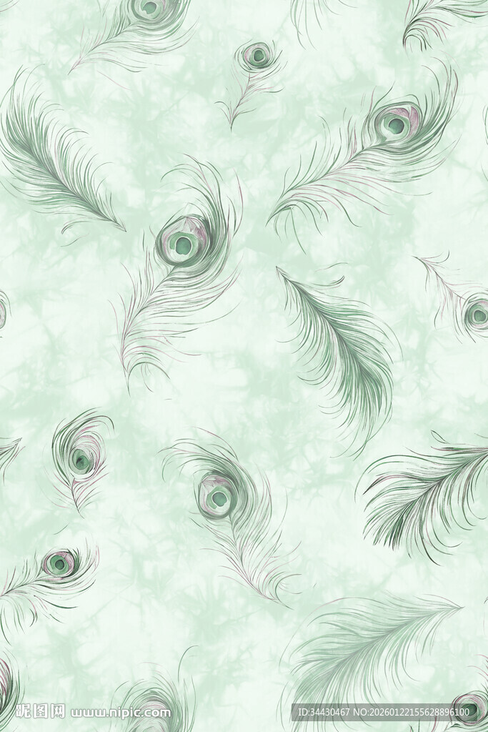 淡绿色羽毛图案背景