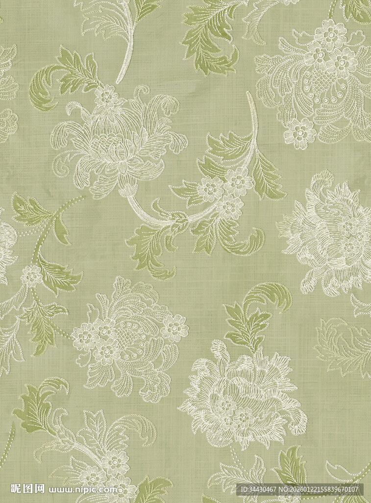 淡绿色花卉纹理背景图