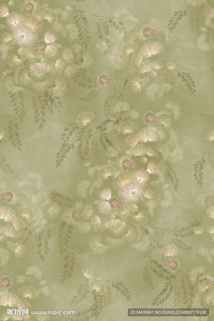 淡绿色花卉纹理背景图