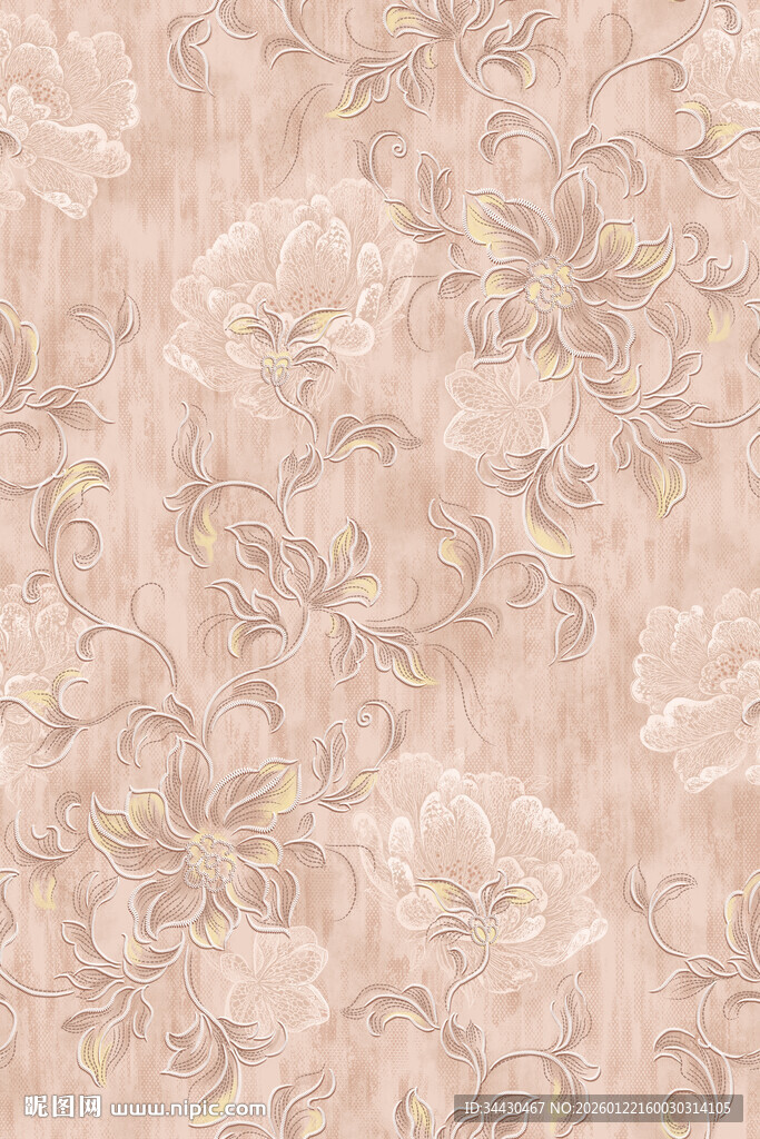 淡粉色花卉纹理背景图