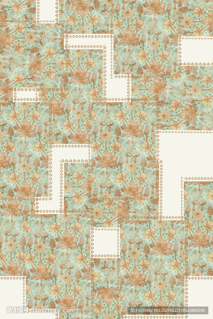 复古花纹几何图案背景图