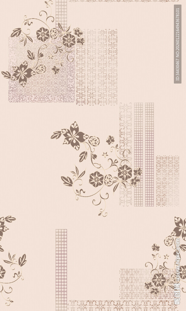 复古花卉几何图案背景