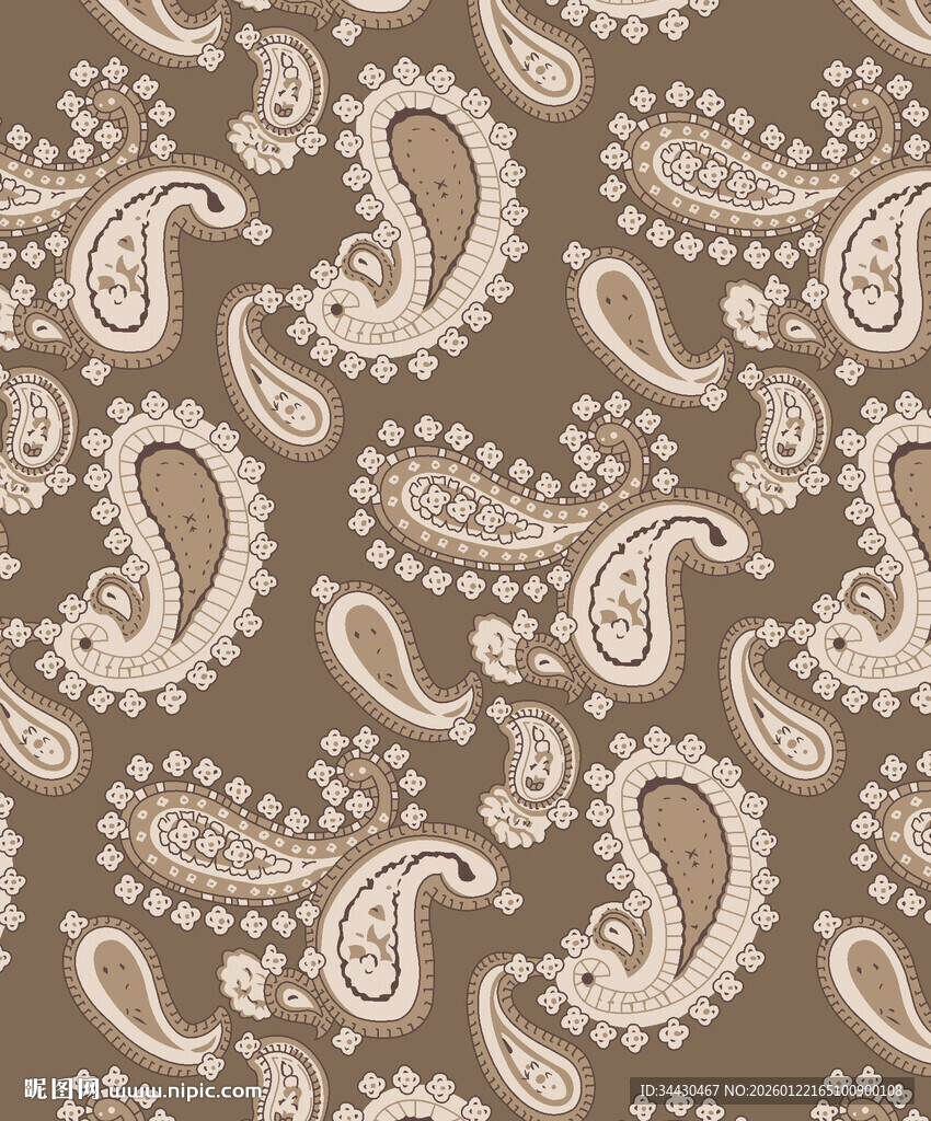 复古佩斯利花纹背景图案