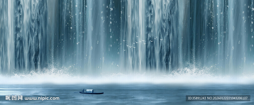 蓝色瀑布背景图