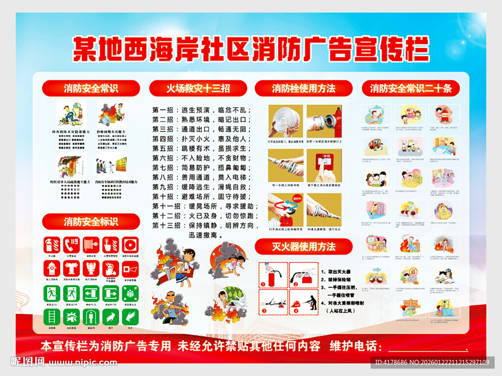 社区消防火灾宣传栏展示