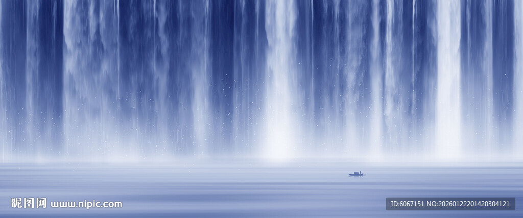 高山流水瀑布山水画背景