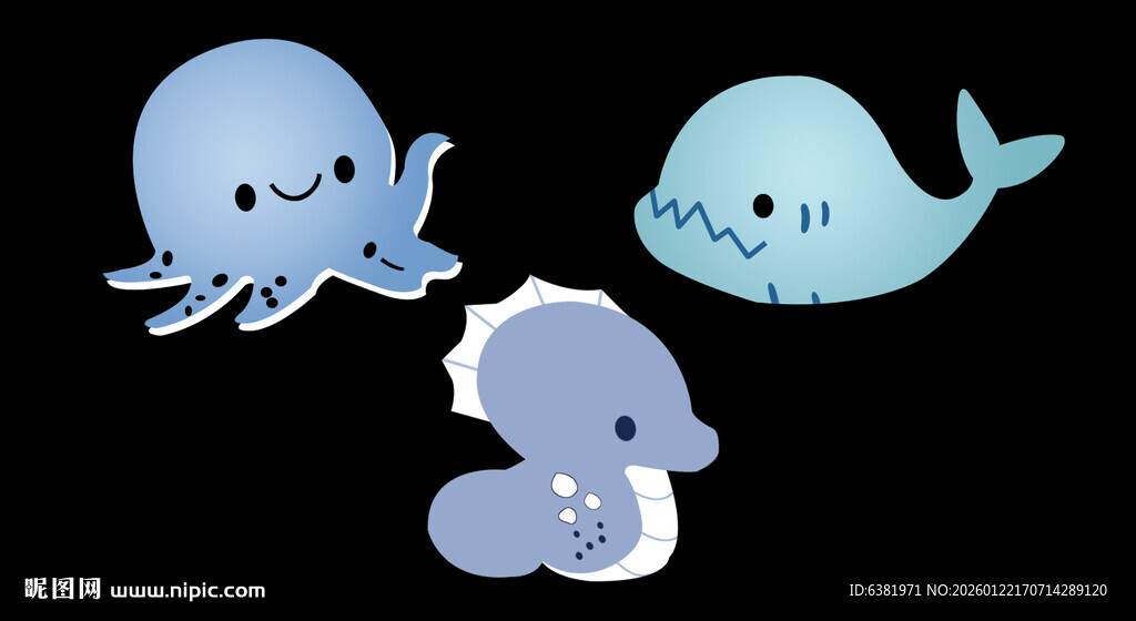 海洋卡通 手绘动物