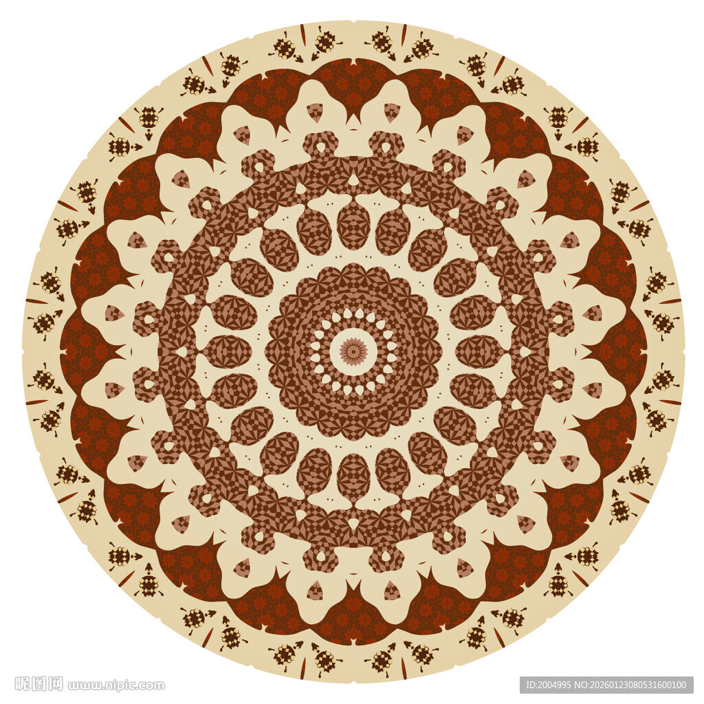 圆形复古拼花地面装饰图案