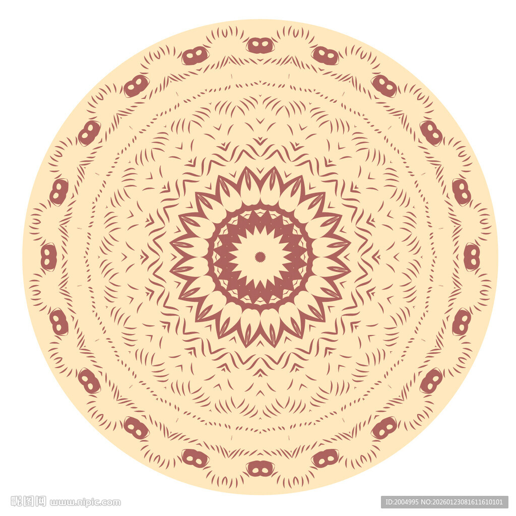 圆形复古花纹装饰图案