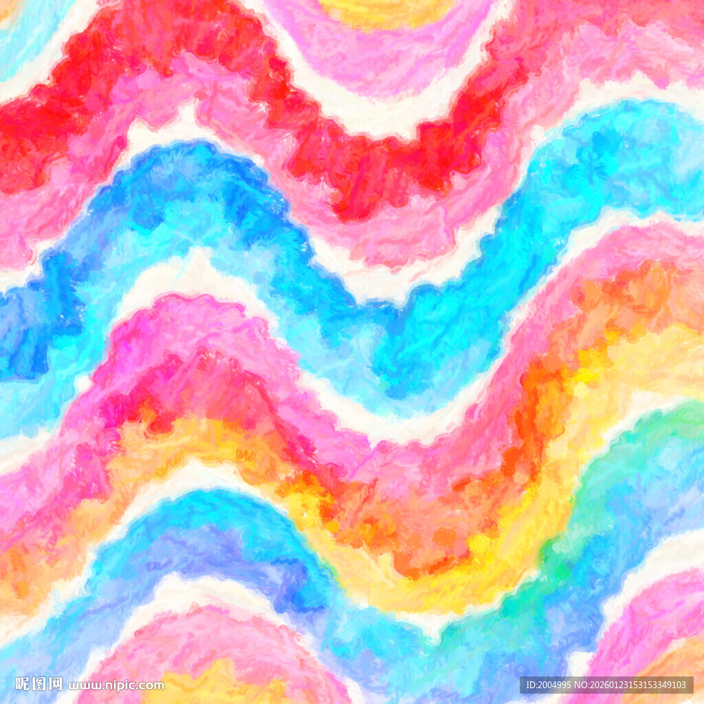 多彩波浪水彩纹理图案