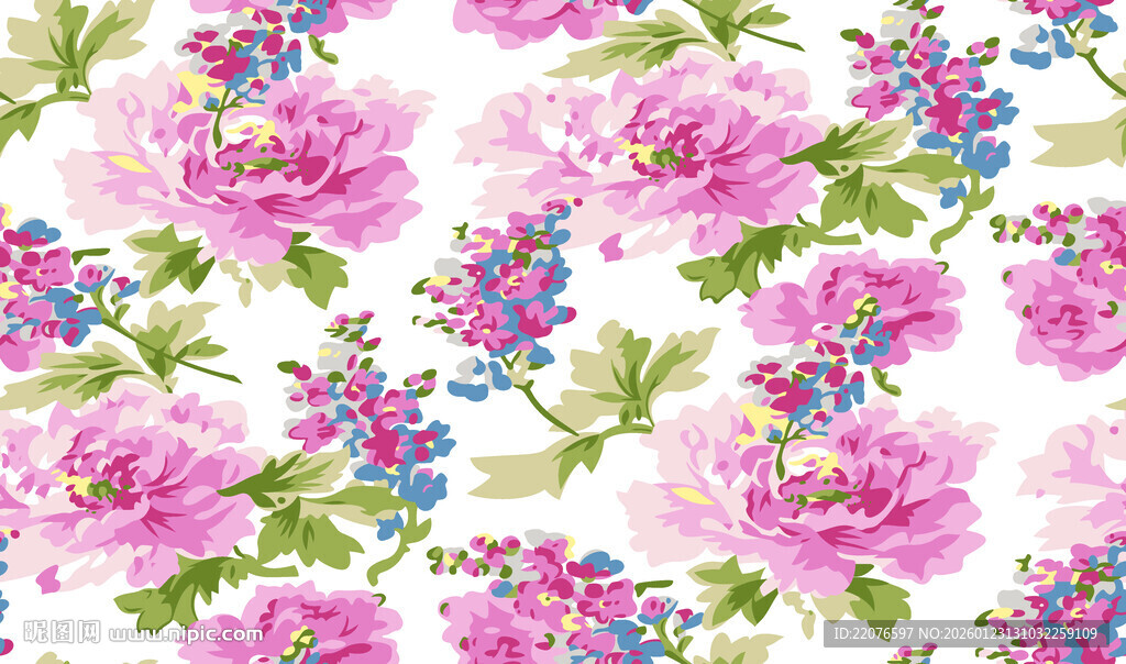 水彩花卉无缝图案背景