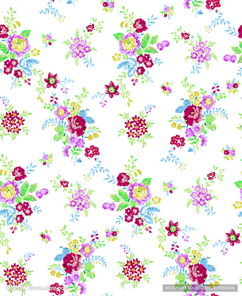 花卉图案背景色彩缤纷