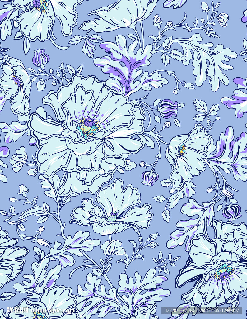 淡蓝色花卉图案纹理