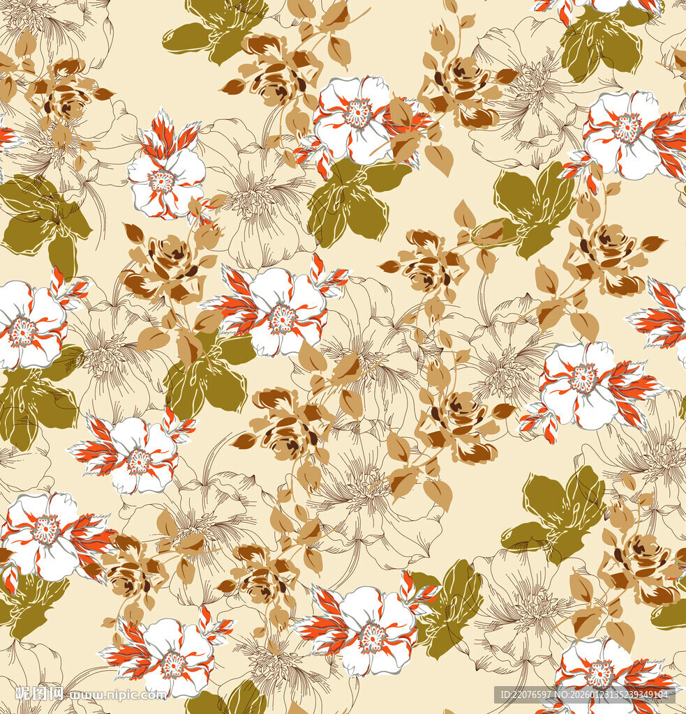 复古花卉图案背景
