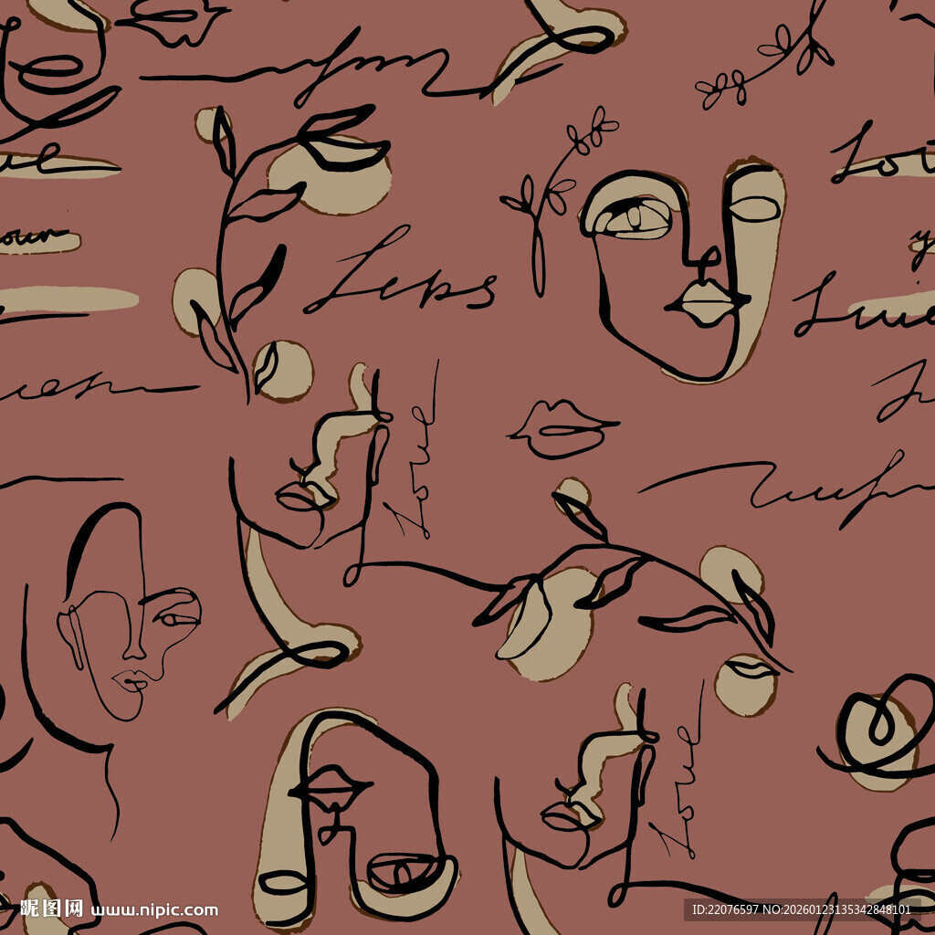 抽象人脸线条艺术图案