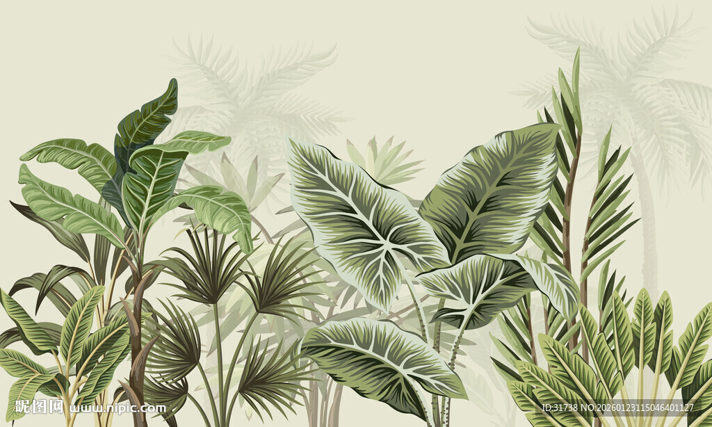 热带雨林壁画壁纸