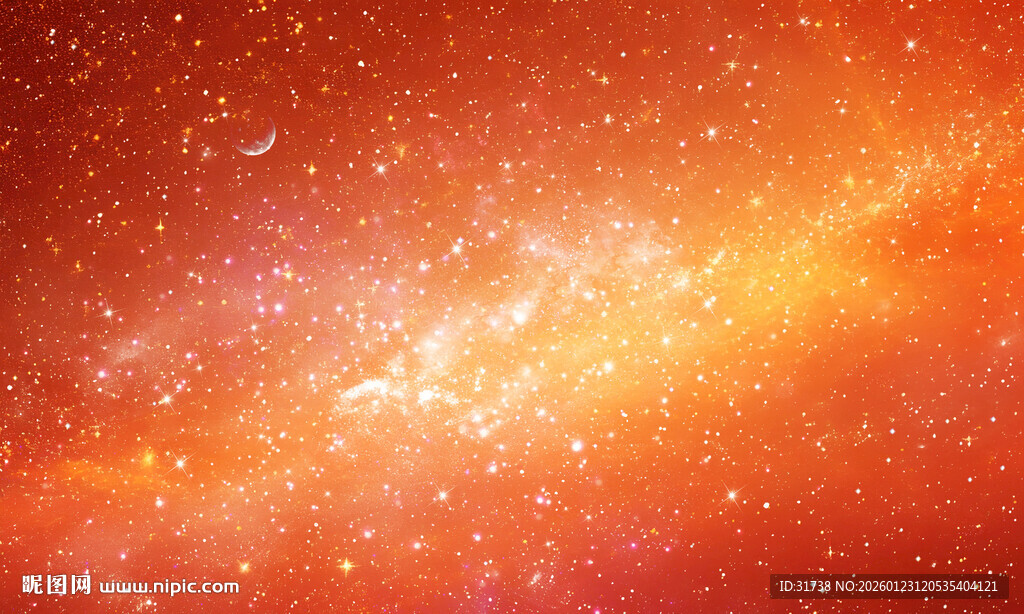 唯美橙色星空装饰画背景图