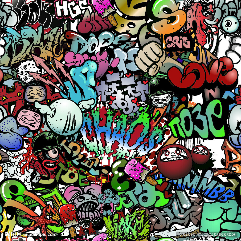 多彩街头涂鸦艺术画面