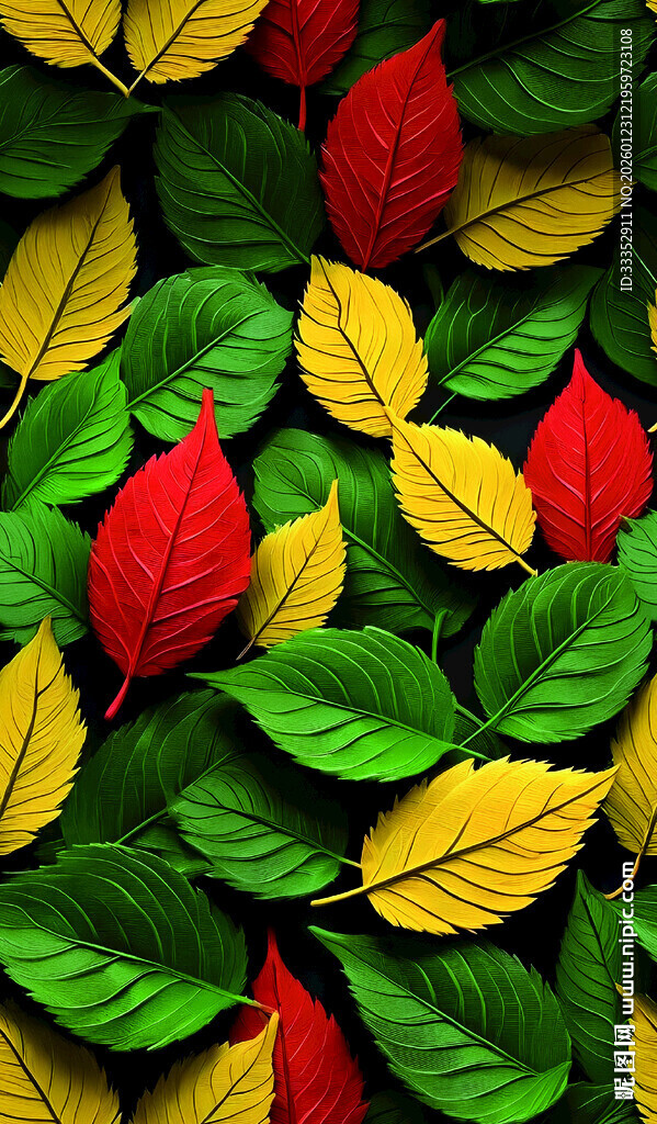 多彩秋叶纹理背景图