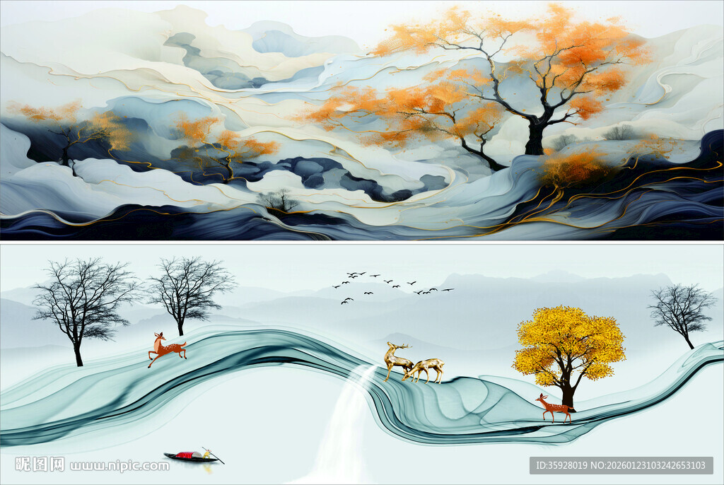 冬日山水诗意风景