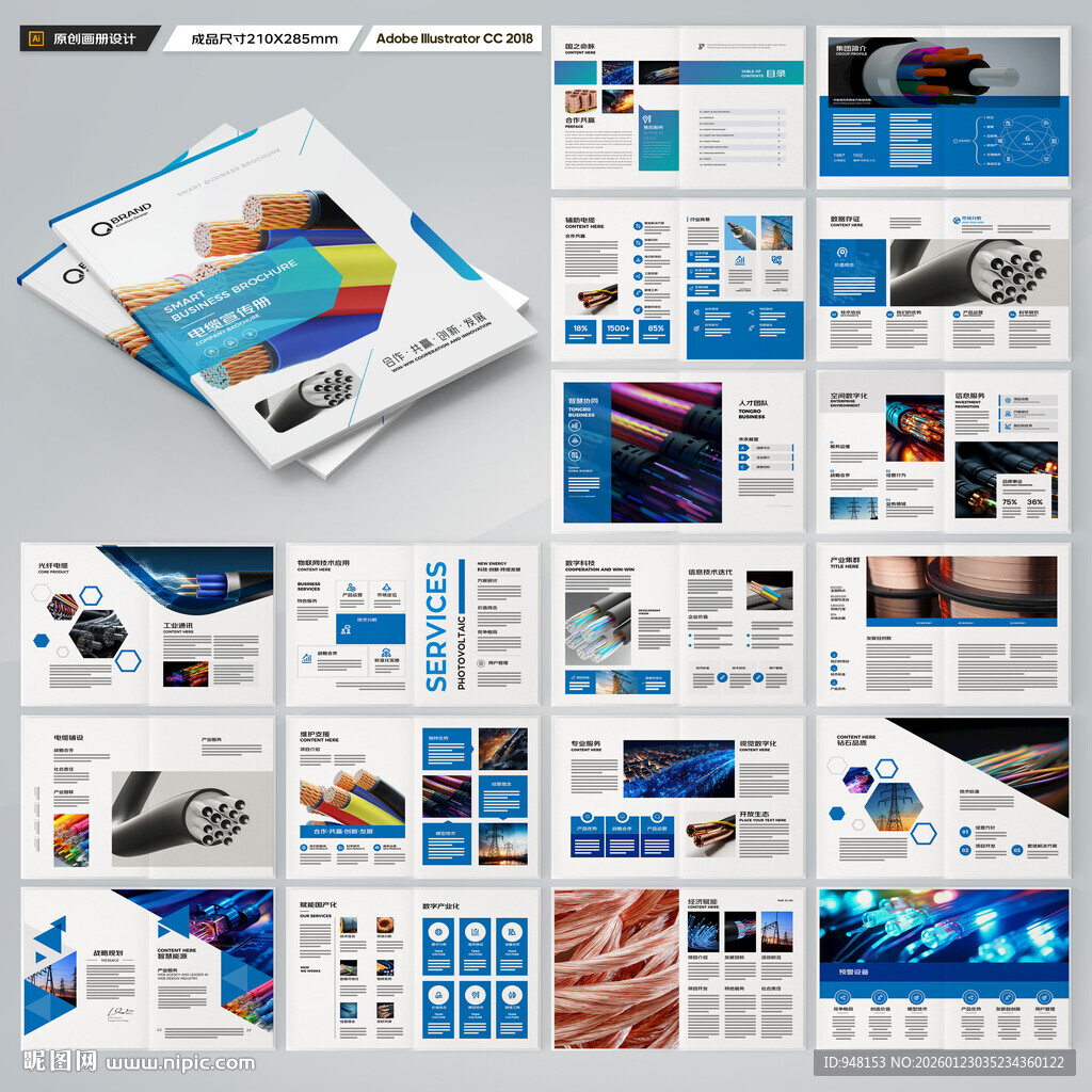 蓝色电缆画册