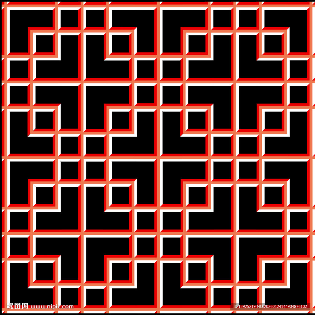 中式几何图案套方窗格